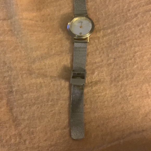 Skagen Silvertone Round Watch with Gold Accents-and Date! - Picture 3 of 6